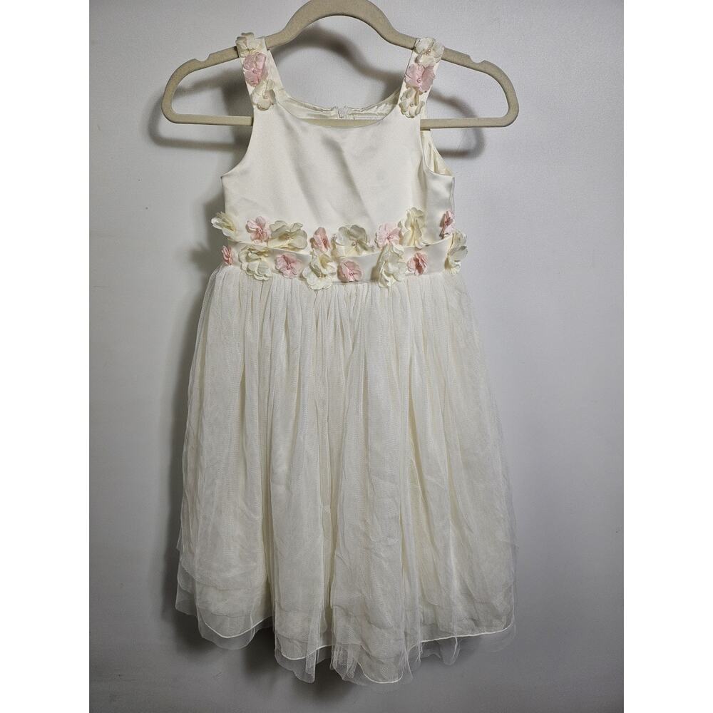 Jayne Copeland Cream And Pink Girls Floral Formal Dress Size 6X